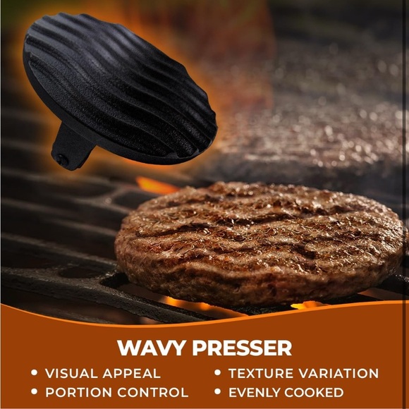 Macks Goods Cast Iron Burger Press with Wooden Handle (063) - Picture 3 of 5